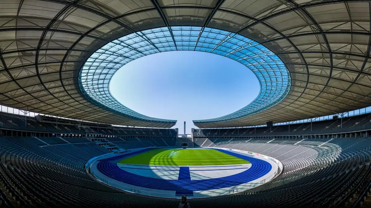 panorama over tomt fodboldstadion
